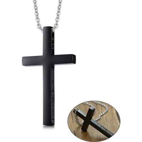 Mens Philippians 4:13 Cross Prayer Necklaces for Women Strength Bible Verse with Stainless Steel 20" O Chain Accessories