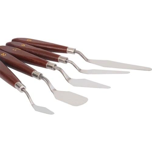 5Pcs / Set Stainless Steel Spatula Kit Palette Gouache Supplies For Oil Painting Knives Fine Arts Painting Tool Kit Knives