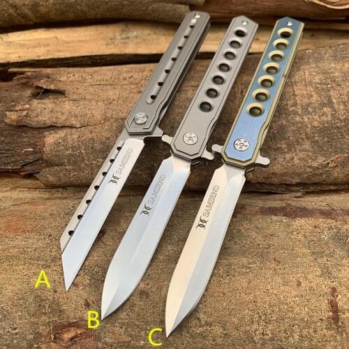 New tactical folding knife titanium alloy second generation commander bearing system D2 hunting adventure knives outdoor tool