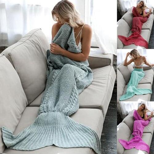 Mermaid Tail Blanket Crochet Mermaid Blanket For Adult Super Soft All Seasons Sleeping Knitted Blankets