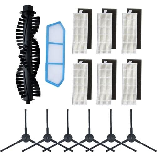 1pc Main Brush+4pcs dust HEPA Filter+4pcs Side Brush for ILIFE A4s A40 Robot Vacuum Cleaner accessories Parts