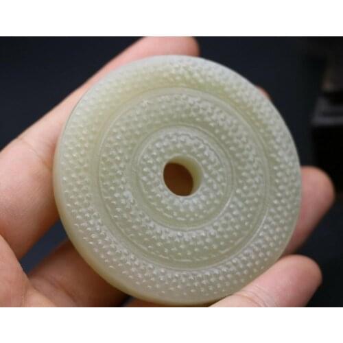Big Treasure Royal Chinese Hetian Jade Bud Vein BI Disc pei Pendant Carving Timestown 20201126A