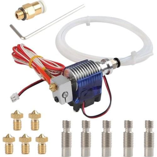 All Metal J Style Head Hotend Full Kit With 5 Pcs Extruder Print Head + 5 Pcs Nozzle Throat For E3D V6 Makerbo