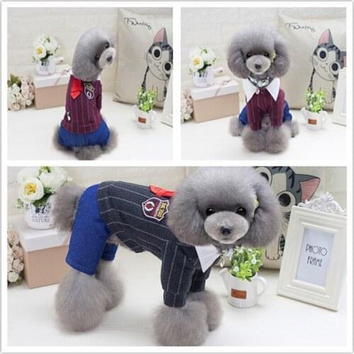 Leisure Striped Polyester Dog Clothing Dog Costume Pet Clothes Autumn/Winter College Four-legged Trousers