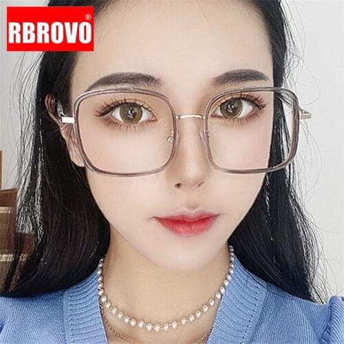 RBROVO Square Glasses Frame Women Brand Designer Clear Glasses Women/Men Anti-blue Light Eyeglasses Frames Metal Oculos De Sol