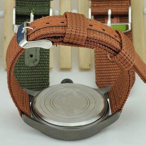 18mm/20mm/22mm/24mm Men Military Nylon Wrist Watch Band Buckle Strap Black Ring Buckle Striped Replacement Band Watch Accessorie