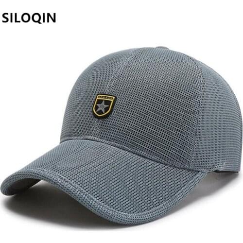 SILOQIN New Summer Men Women Mesh Cap Breathable Baseball Caps Snapback Cap Black Hat Adjustable Size Couple Casual Sports Cap