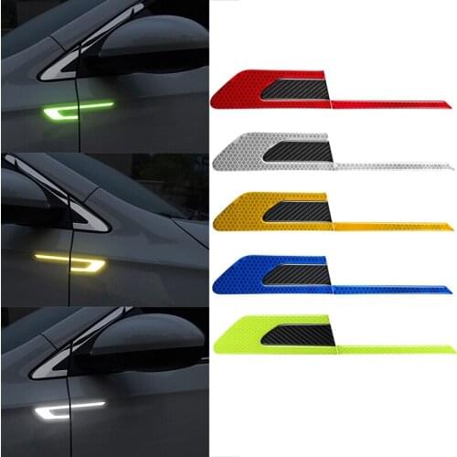 2pcs Auto Reflective Stickers Warning Tape Bumper Reflective Strips Secure Reflector Stickers Decals Cool Reflective Shape