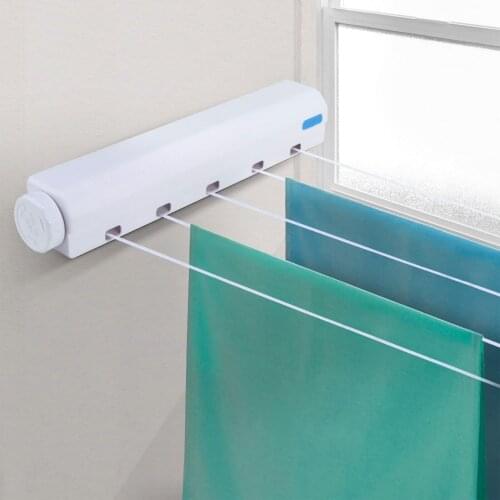 Retractable Indoor Clothes Hanger Rope Automatic Telescopic Invisible Clothesline Drying Towel Rack Bathroom Clothes Dryer
