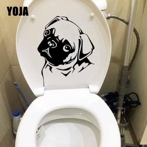 YOJA 19.3X23.9CM Cute Dog Cartoon Wall Sticker Mural Kids Room Decoration Toilet Decal T5-1518