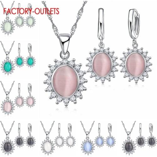 Factory Outlet Jewelry Sets For Women 925 Sterling Silver Necklace Earrings Set Wholesale Woman Wedding Engagement Jewelry Gift