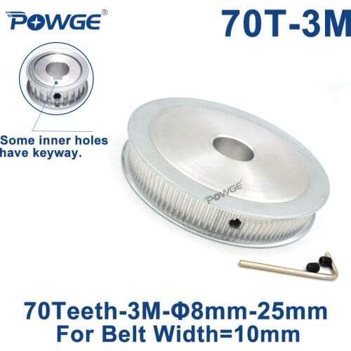 POWGE 70 Teeth HTD 3M Synchronous Pulley Bore 8/10/12/14/15/16/17/19/20/25mm for Width 10mm HTD3M Timing belt pulley 70T 70Teeth