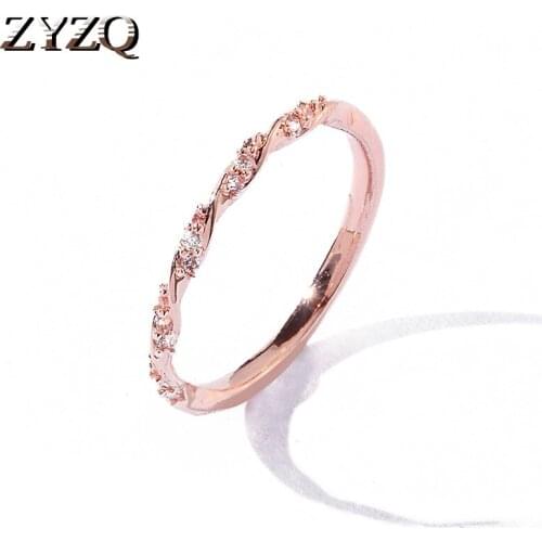 ZYZQ New Trendy Simple Engagement Wedding Rings With Micro Paved High Quality Silver Plated Lovely Romantic Knuckle Rings Jewel