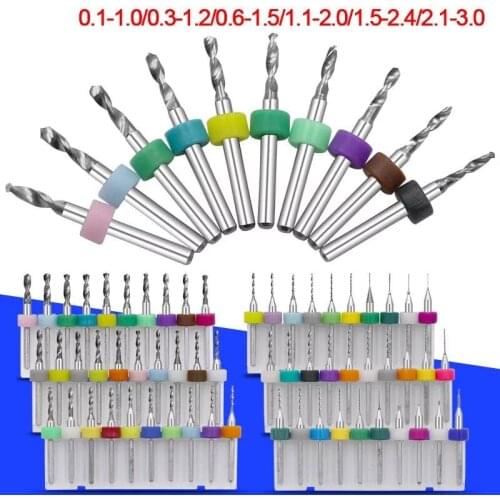 10pcs/Set 0.1mm - 3.0mm PCB Mini Drill Bit Tungsten Steel Carbide for Print Circuit Board Micro Drill Bits CNC PCB Twist Dril