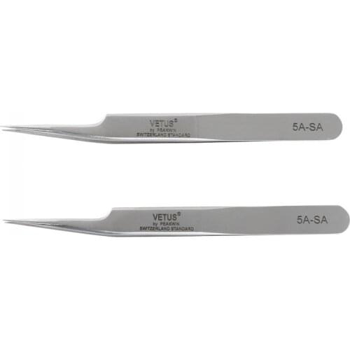 10pcs/Lot Vetus Professional Eyelash Tweezers Stainless Steel Antistatic Tweezers for False Eyelash SA Series
