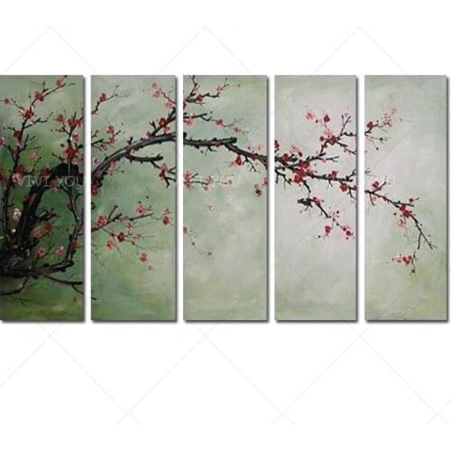 100% Handmade Plum Blossom Painting Canvas Art Tower Paint Home Decor Wall Art Pictures For Living Room Unframed