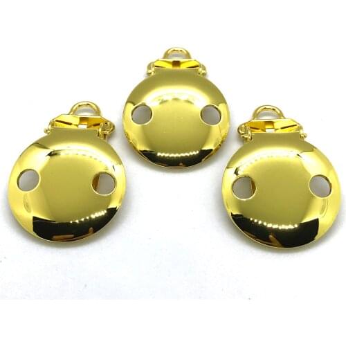25pcs Small Loop 5mm GOLD 2 Holes Pacifier Clips EN 12586