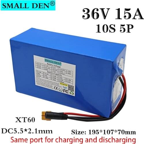 36V 15A 18650 lithium battery pack 10S5P 15000mAh Built-in 25A high current balance BMS 1000W, electric bicycle battery