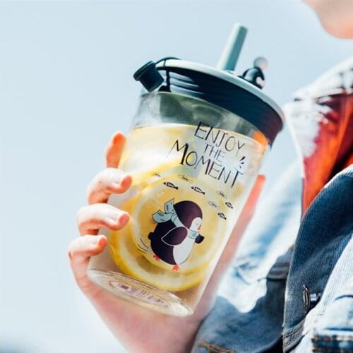 450ml Creative Water Bottles Leak-proof Kettle Transparent Tritan Plastic Drink Bottle Drinkware Student Girl Gift Cup BPA Free