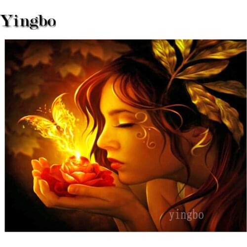 5D Full Square Round Drill DIY Diamond Embroidery Elf Girl Flame Butterfly Diamond Painting Cross Stitch Mosaic Home Decorations