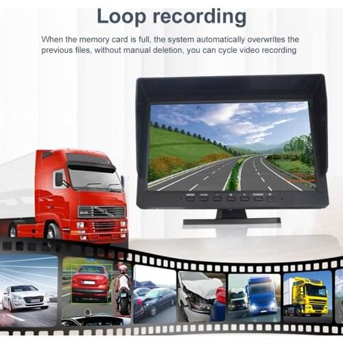 New 9-36V AHD Car Monitor 10.1 Inch Wireless Backup Monitor Front/Rear View Reverse Camera Loop Recording for Truck Van Trailer