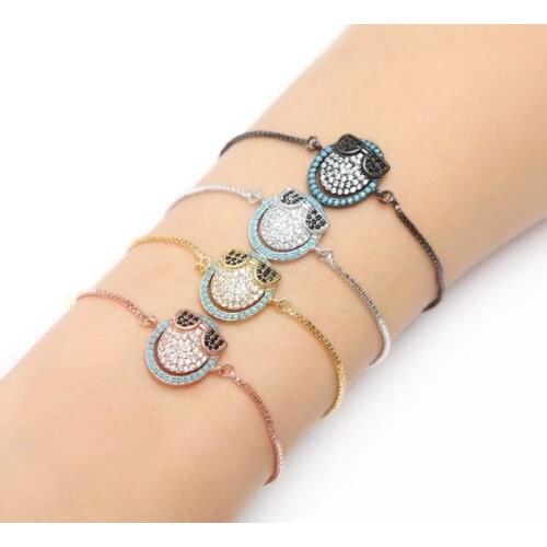 Gold silver Chain bracelet micro pave cz rope Cubic Zirconia bracelet adjusted Macrame ht4 glasses Bracelet Bangle Jewelry