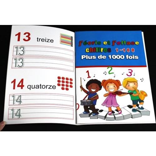 3-8 Children French Copybook For Calligraphy Number/Letter book For Kid Word Handwriting Reusable writing Learning Practice Book