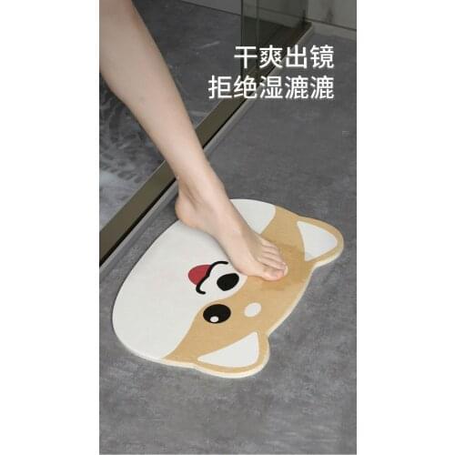 Diatom mud absorbent pad, cartoon bathroom non-slip quick-drying toilet entrance diatomite floor mat