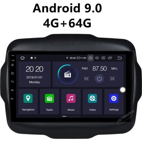JSTMAX 9'' Android 9.0 4G + 64G ISP Screen Car DVD Radio Stereo GPS Player For Jeep Renegade 2016 2017 Auto Stereo Multimedia