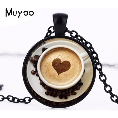 Cappuccino Heart Coffe Necklace Coffe relax Pendant Necklace women men jewelry chain necklaces charm HZ1