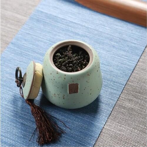 Stoneware Purple Sand Tea Caddy Chinese Style Mini Ceramic Storage Box Portable Sealed Tea Cans Teaware Accessories Home Decor