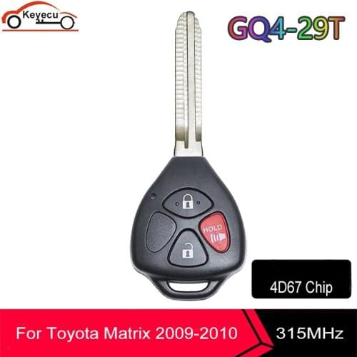 KEYECU High Quality Keyless Entry Remote Key Fob 3 Button 315MHz for Toyota Pontiac Vibe Matrix 2009 2010 GQ4-29T 4D67 Chip