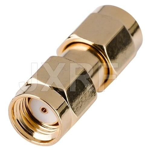 JXRF Coaxial Coax Adapter RP-SMA Male Plug to RP-SMA Male Plug Straight Gilded SMA to SMA Connector
