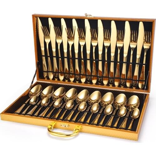 36-Piece Set Stainless Steel Cutlery Gift Box. Cutlery Gift dishes and plates sets forks knives spoons rose gold flatware