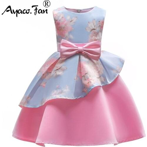 New Elegant Bow Princess Dress 2019 Kids Party Dresses For Girls Cute Wedding Dress Children Christmas Costume Dress 2-10 Year
