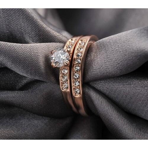 New Sale Brand TracysWing Rings for women Genuine Austria Crystal Copper Gold Color Fashion ring Zirconia #RG95702