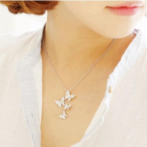 New Arrival Multiple Zircon Butterfly Necklaces & Pendants for Women Jewelry CZ Wedding Chokers Necklace G