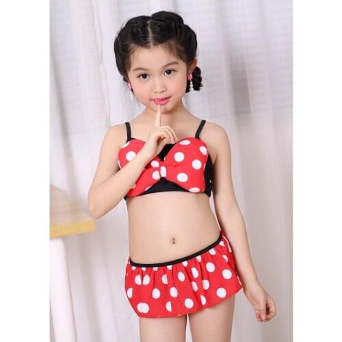 0-5Y Cute Baby Kids Girl Bow-tie Polka Dot Bikini Sets Swimwear Swimsuit Costume Bathing Suit