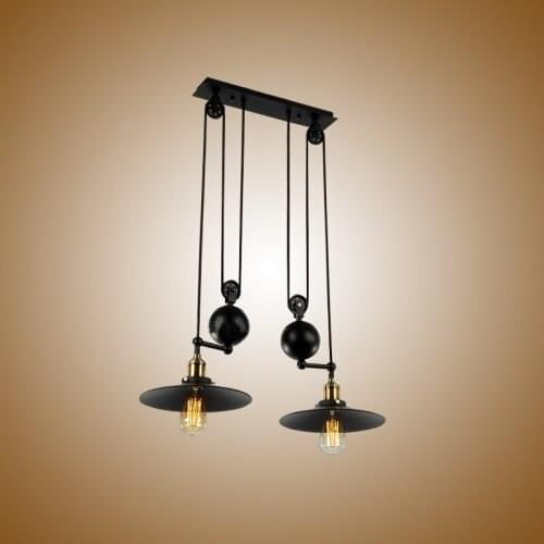Pendant Lights American loft industrial retro lift three pulley iron cafe restaurant light bar creative