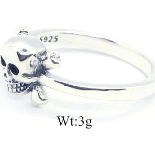 Size 6-10 Dropship 925 Sterling Silver Skull Bone Ring Newest Lady Girls S925 Fashion Ghost Skull Ring
