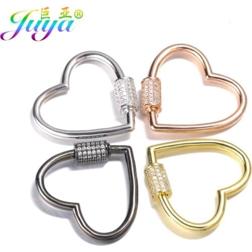Juya DIY Luxury Love Heart Pendant Carabiners Decorative Screw Lock Clasp Accessories For Handmade Gothic Pendant Jewelry Making