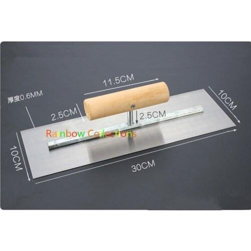 300x100mm High Quality Spring Steel Blade Wood Handle Plaster Trowel Construction Concrete Spatula Tool Free Shipping