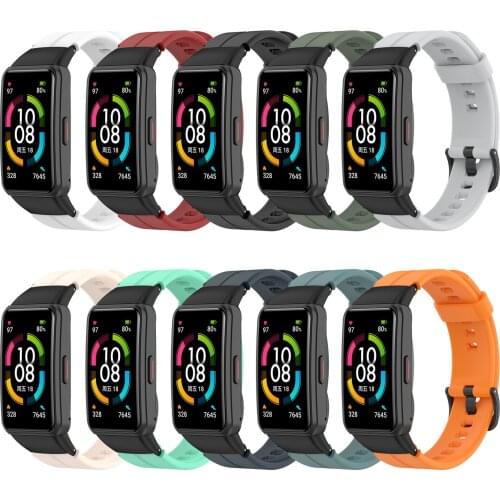 Silicone 16mm Width Strap with Metal Connectors For Huawei Honor Band 6 Smart Watch Wrist Premium Fitness Tracker Watchband Brac