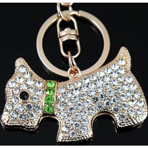 Pretty Dog Keychains Crystal Bag Pendant Key ring Key chains Christmas Gift Jewelry Women Key Holder