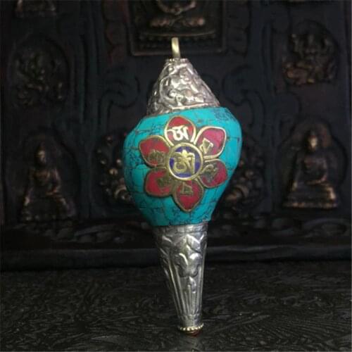 TBC846 Tibet Sea Snail Crafts Tibetan Buddhist Handicrafts OM Amulet Pendants for Man