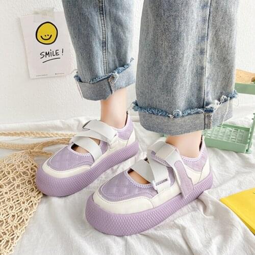 Fashion Trend Color Matching Velcro Casual Shoes Spring And Summer New All-Match Soft Bottom Large Size 40 Womens Shoes