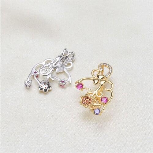 S925 Sterling Silver Screw Eye Pin Bail Top Drilled Beads End Cap For DIY Pearl Charm Pendant Connectors Jewelry Making