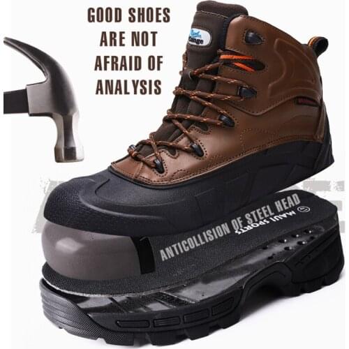 High Quality Work Shoes larnmern Waterproof Boots Men Indestructible Shoes High Top Working Shoes Man Safety New Military Boots