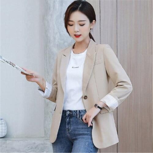 New 2021 Autumn Fashion Blazer Jacket Women Casual Korean Pockets Long Sleeve Coat Office Ladies Solid Loose Basic Blazer ZY6092