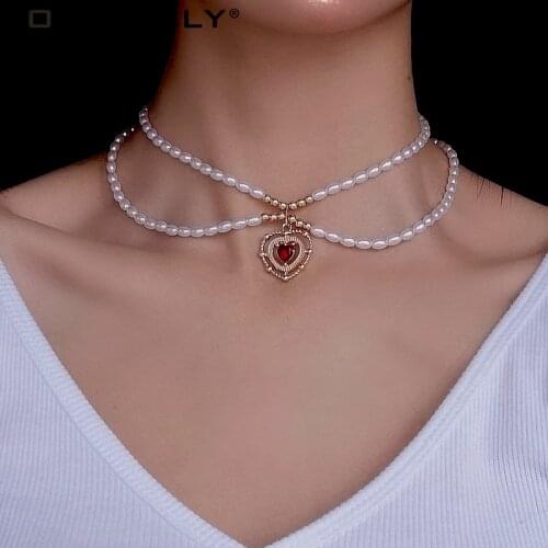TOTASALLY Faus Collar Necklaces Elegant Simulated Pearl Beaded Heart Charm Women Choker Necklace Bridal Jewelry Gifts Dropship